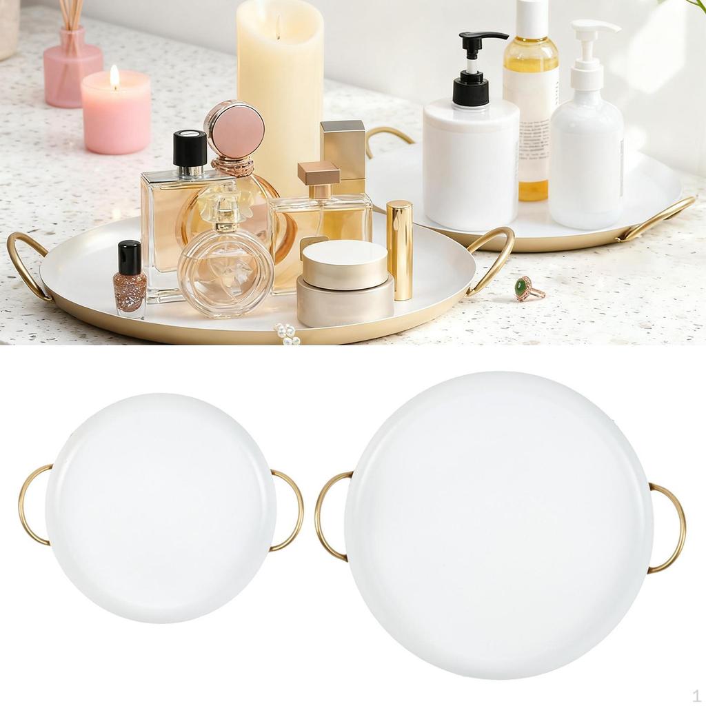 Round Jewelry Tray Key Holder Decorative Serving Platter Perfume Organizer for Dressing Table