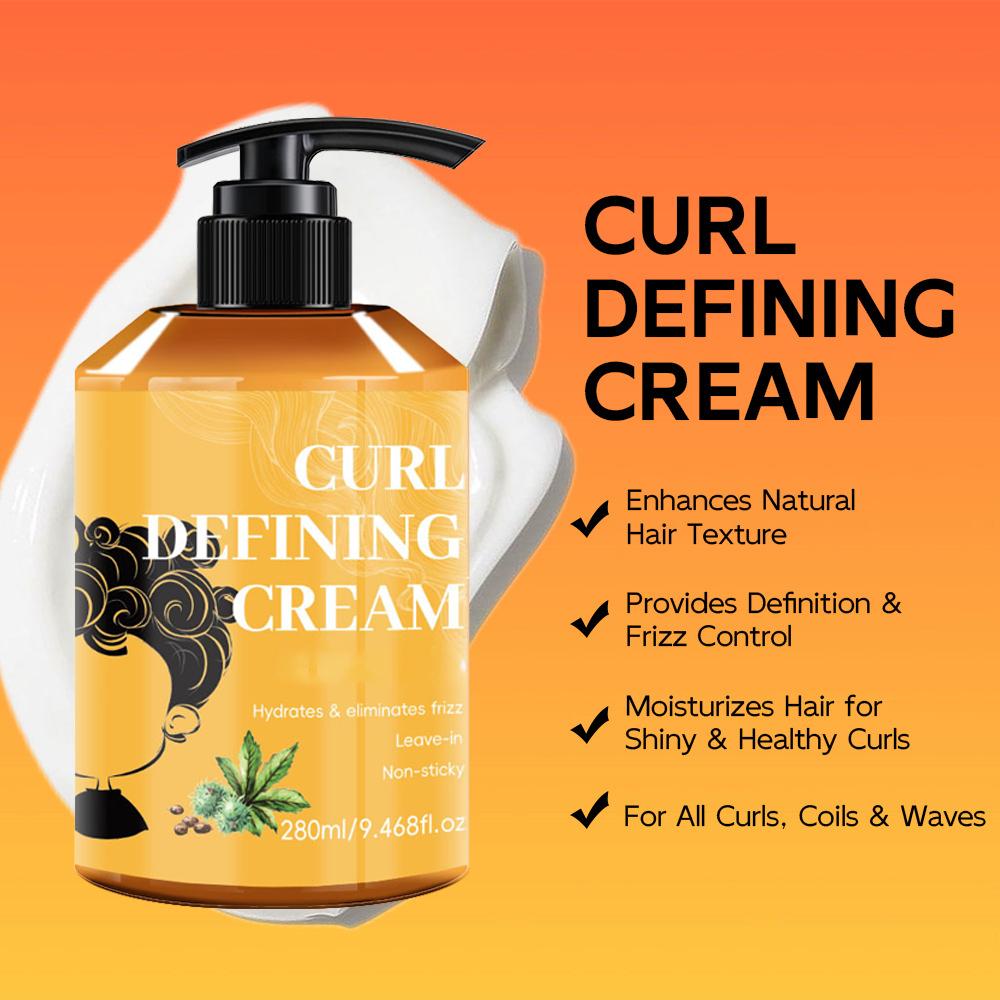 Curly Hair Defining Cream - Hydrating, Non-Sticky, Frizz Control for All Curl Types, 280ml