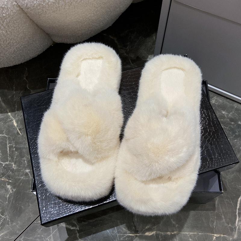 Cross-hairy slippers women s new high-end thick-bottomed home interior one-word cotton mop 35 2699₽