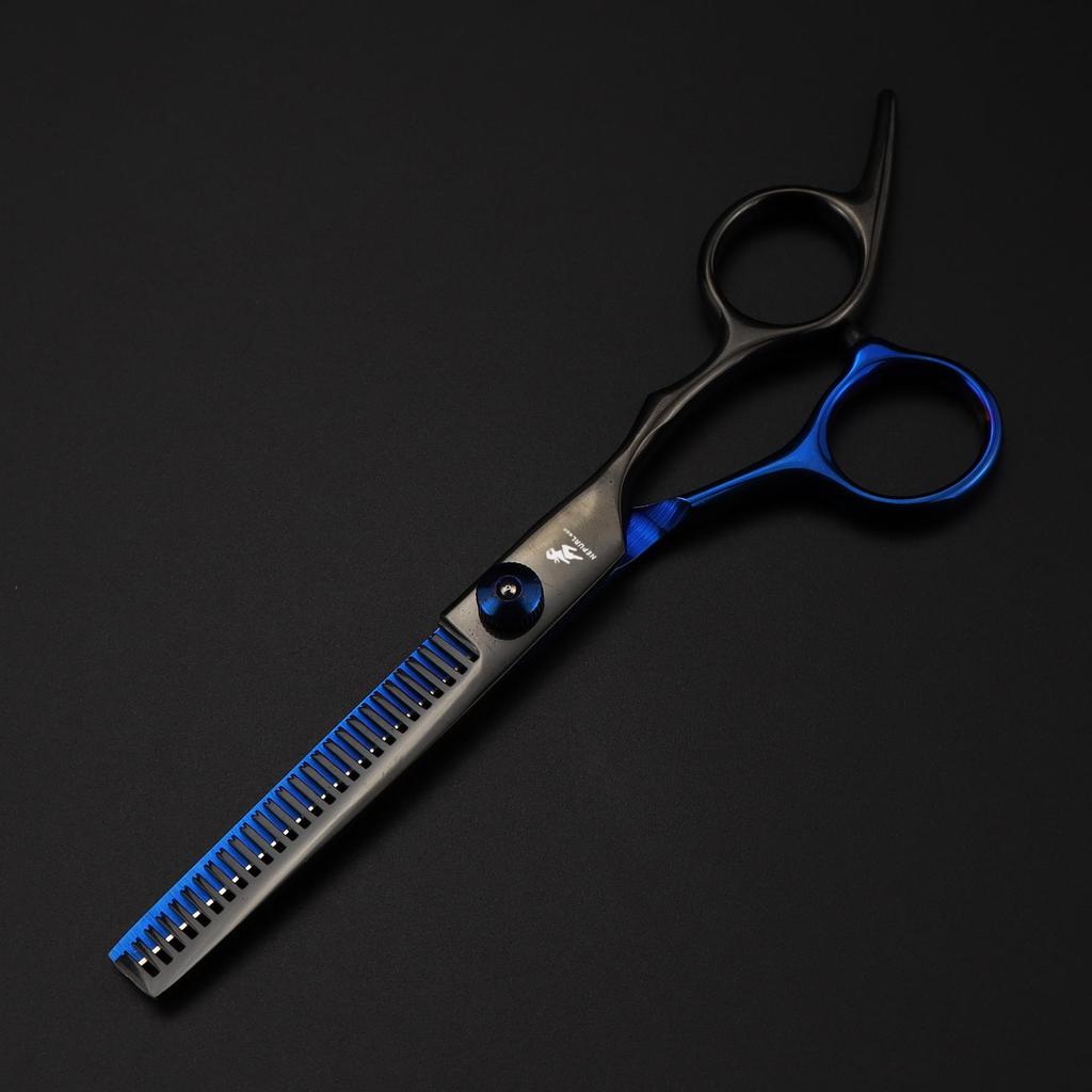 6.0 Inch Black/Blue Electroplated Hair Scissors – Straight & Thinning Barber Scissors