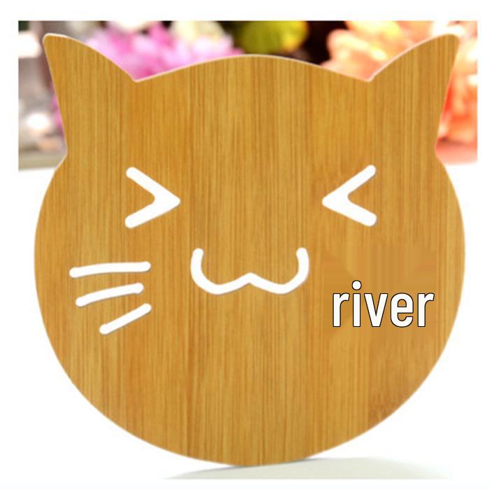 Large Cute Wooden Cartoon Anti-Slip Table Mat and Coaster Set