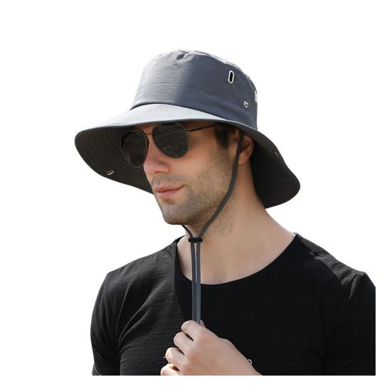 

Мужская уличная шапка Fishmernan с регулируемым ветрозащитным фиксированным ремешком, анти-УФ-складная солнцезащитная шапка для альпинизма, садоводства, рыбалки, уличная дорожная кепка серый