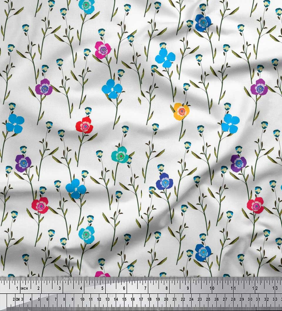 

Японська креп-атласна тканина Soimoi Purple Leaves & Floral Artistic Print Тканина на метри 42 дюйма 42 Inch Wide - Poly Crepe білий