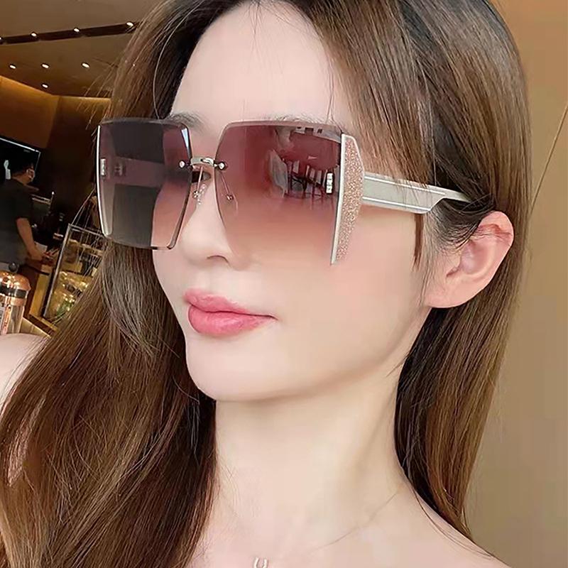 Vintage Square Frame Sunglasses For Women Classic Retro Gradient Mirror Frameless Sun Glasses Female Rimless Eyewear