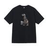 Stussy Style Mens Loose Fit Cotton Crew Neck Short Sleeve T-Shirt With Cartoon Print Casual Tee