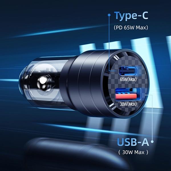 USAMS Car Charger C36 USB+USB-C 95WFast Charge Black/black CC176CC01 (US-CC176)