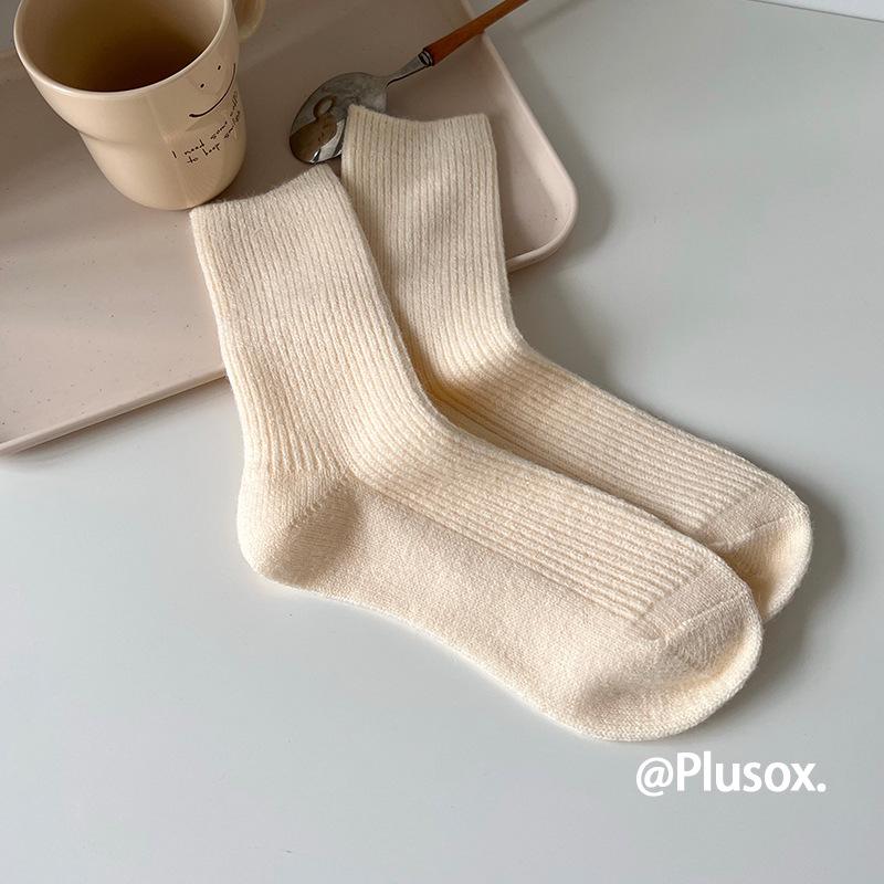 

Women s White Wool Mid-Calf Slouch Socks - Plus Velvet, Thick, Warm, Winter Long Tube Maternity Socks One size грязно-белый