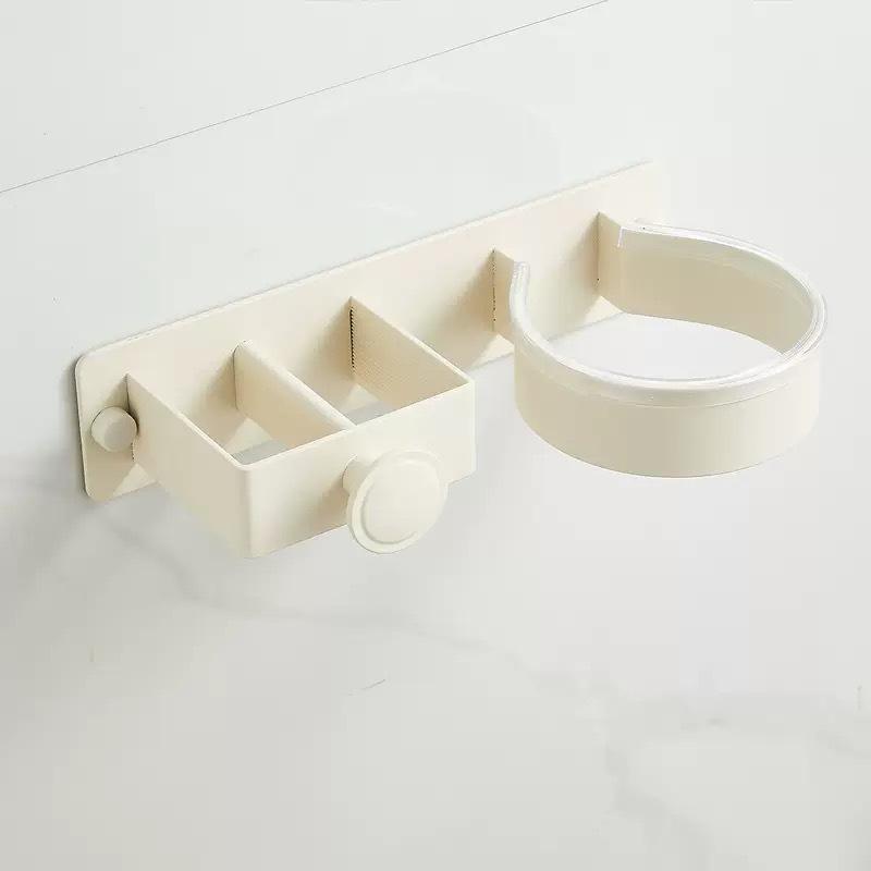 

Настенный органайзер для инструментов для укладки волос, полка для хранения в ванной без сверления для фена, выпрямителя и щипцов для завивки волос Hair Dryer Rack белый