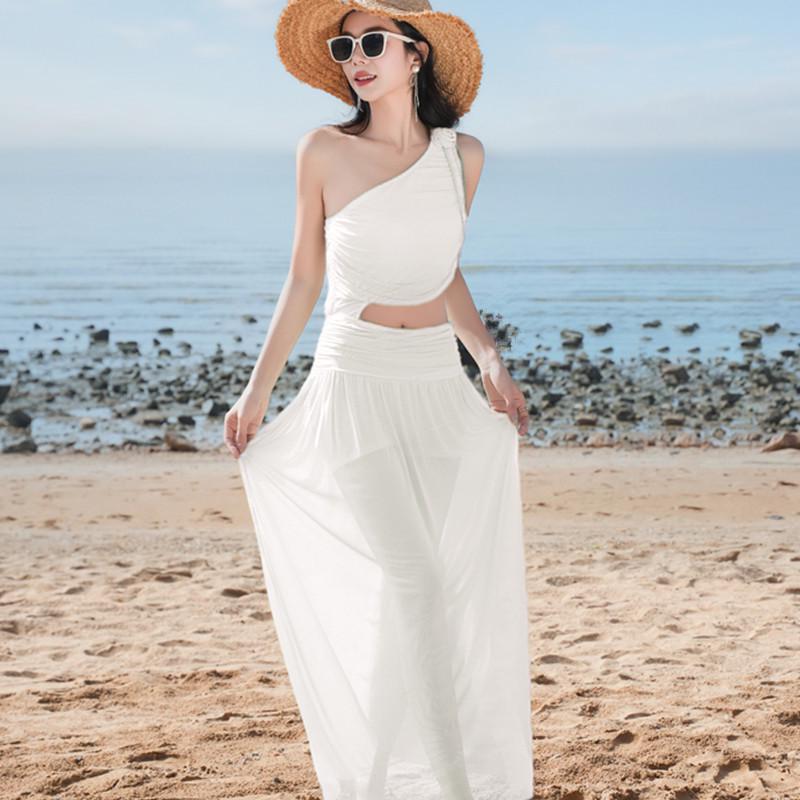 Luxury Red Off-Shoulder Thai Bikini with Long Skirt - Women's Sexy Resort Swimwear