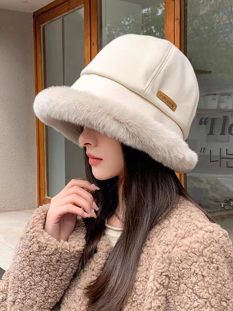 

Новая плюшевая панама женская зимняя теплая утолщенная шляпа для путешествий универсальная шляпа-шоу шляпа-таз прилив One Size белый