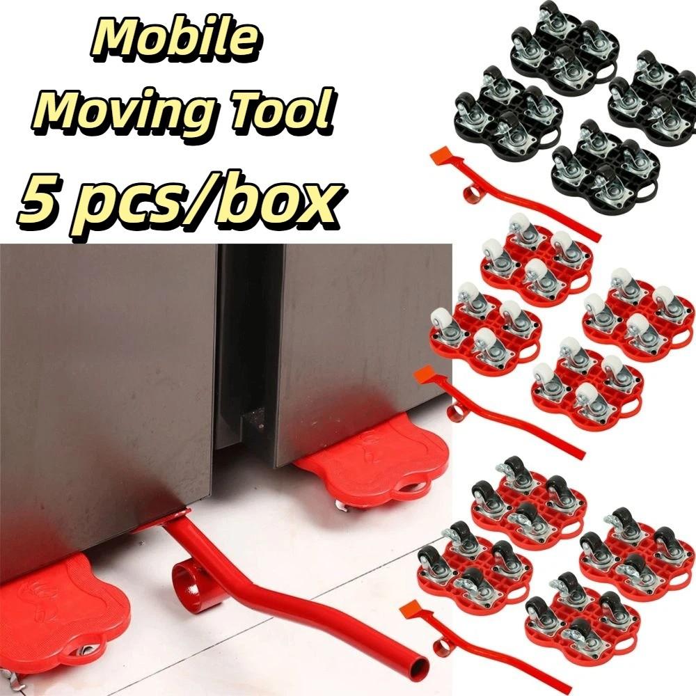 

5pcs/box Heavy Duty Portable Moving Tool Sturdy Structure Smooth Rolling Heavy Duty Slider Wheels Compact Size Portable Black and Red