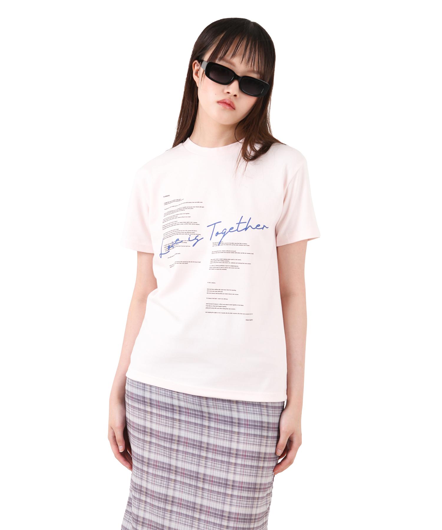 Catharsis Love Is Together Lettering T-Shirt Pink One Size Light Gray / One Size