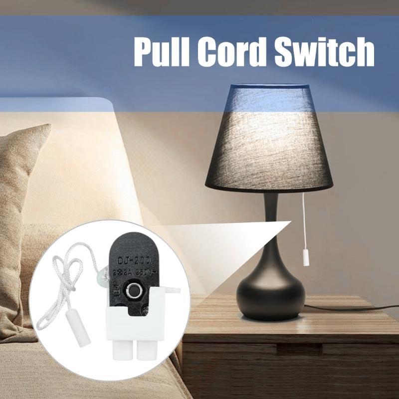 Multipurpose Pull Chain Switches Set Convenient for Lamp Fixtures Portable Designs Sturdy Plastic Construction 2A