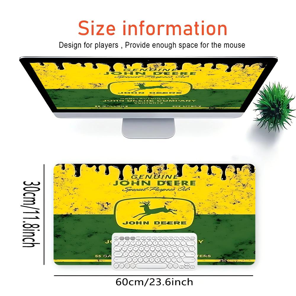 John Deere Oil Label Large Gaming Mouse Pad Nonslip Rubber Base Waterproof Desk Mat For Office Pc Laptop