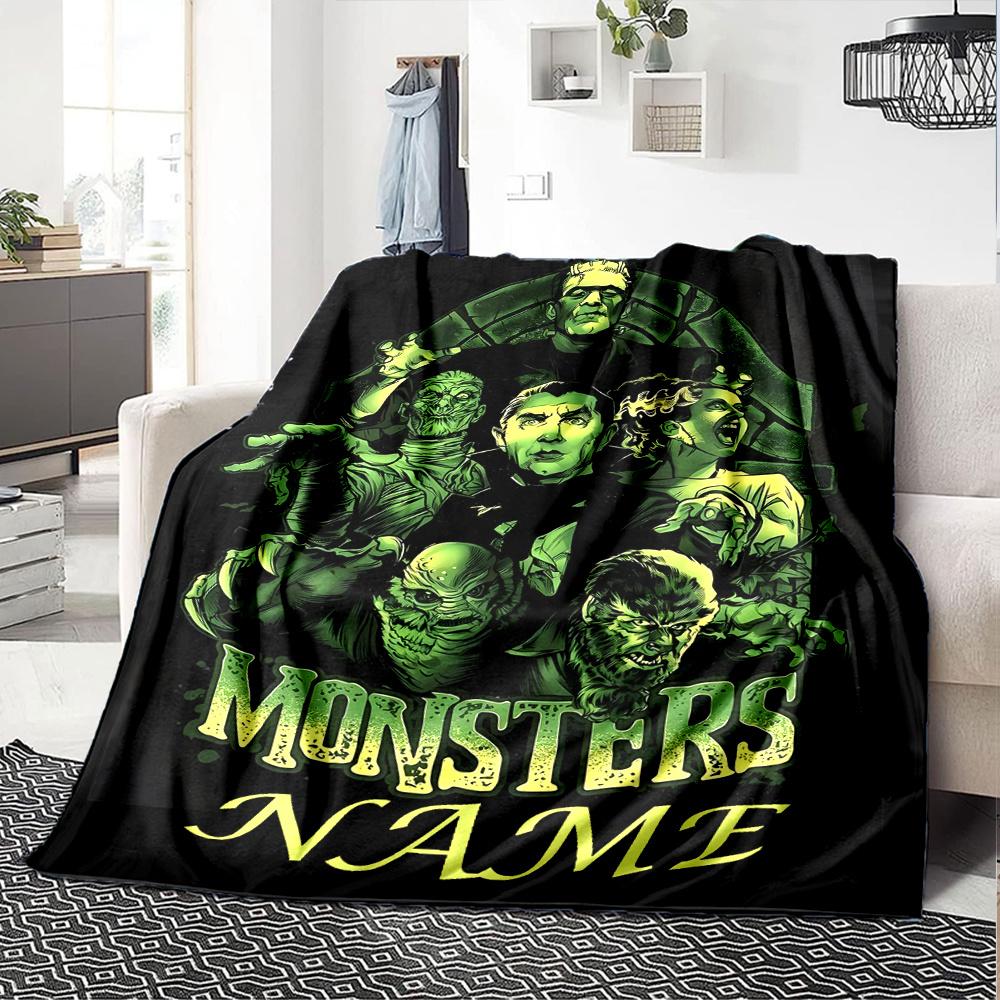 Monsters Frankenstein Zombie Creature Four Seasons Blanket Customized With Your Name Lightweight And Warm Perfect Gift For Home Office Camping Sofa