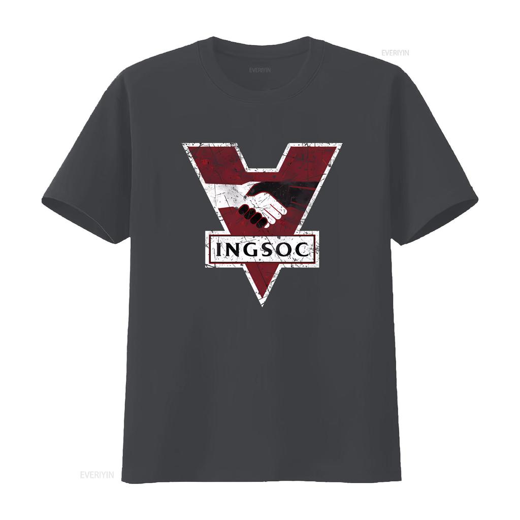 1984 George Orwell INGSOC T shirt vintage Washed designer clothes Soft streetwear Top For Everyday Wear graphic Versatile homme