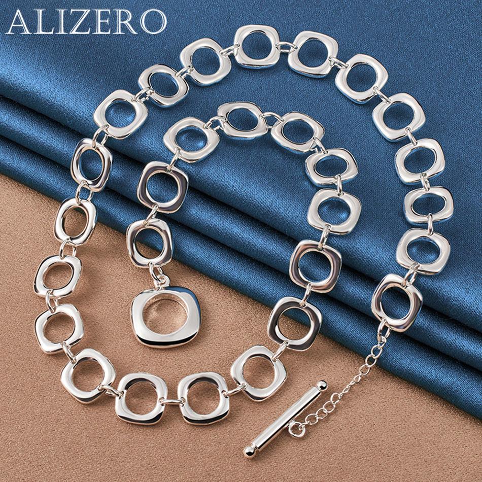 

ALIZERO 925 Silver Necklace 20 inch Squares Chain Necklaces For Women Men Fashion Wedding Party Jewelry Gifts 50cm 20inches