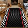 1 Stück Rennstrecke Schwarz-Weiß Karomuster Teppich für Schlafzimmer Wohnzimmer Bettseite Sofa Bodenmatte Moderne Heimdeko Bereichsteppich