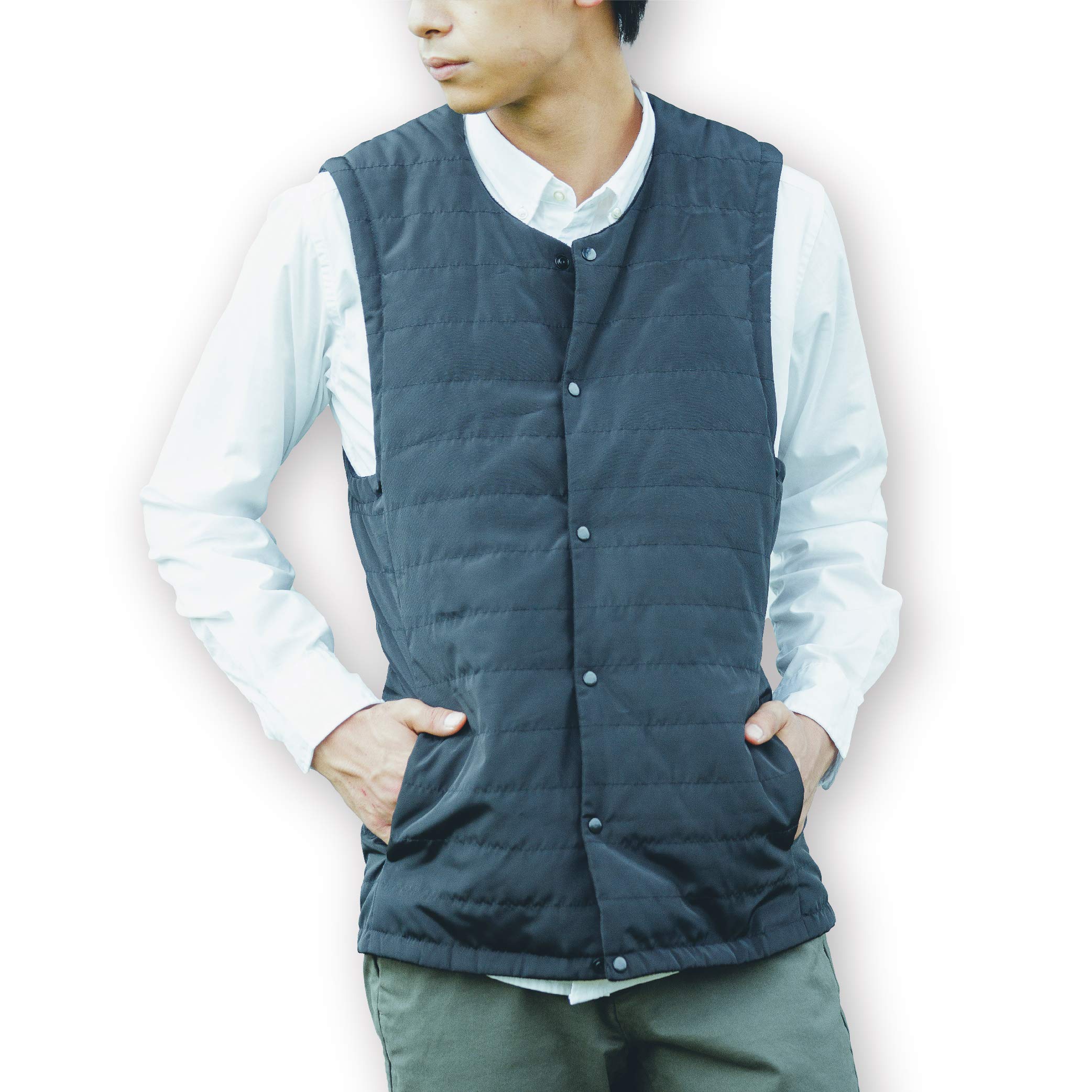 

Doshisha Wearable Heater Vest, Large, Rechargeable USB, Washable, Charcoal, ONVEIL