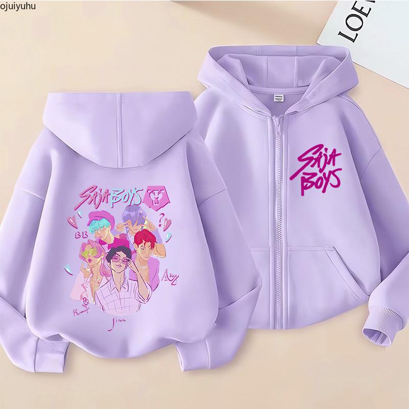 Zip Up Sweatshirts Saja Boys Kpop Demon Hunters Hoodie Children Clothes Kid Girl Boy Sweatshirt Zipper Hoody Baby Top