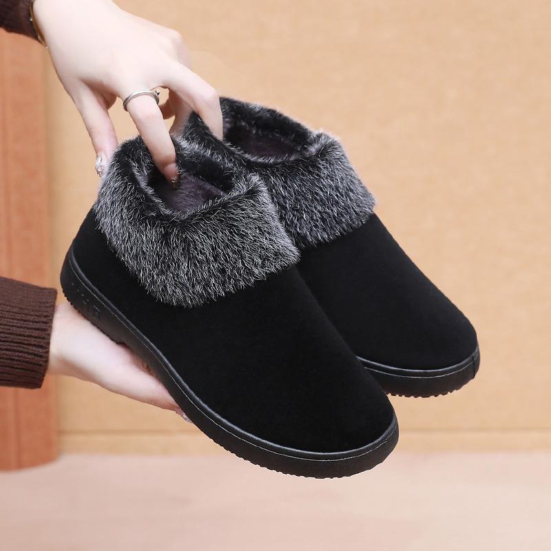 Winter New Cotton Shoes Women's Velvet Thickened Warm Non-slip Mother Cotton Boots Snow Boots