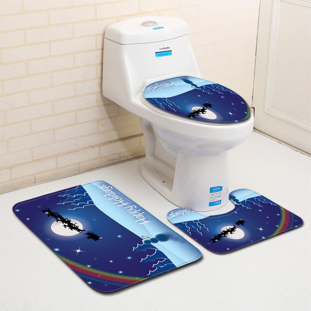 Christmas Bathroom Floor Mat Toilet Three-Piece Set