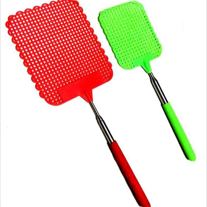 1 Pc Stainless Steel  Telescopic Extendable Plastic Fly Swatter Prevent Pest Mosquito Tools  Random Color