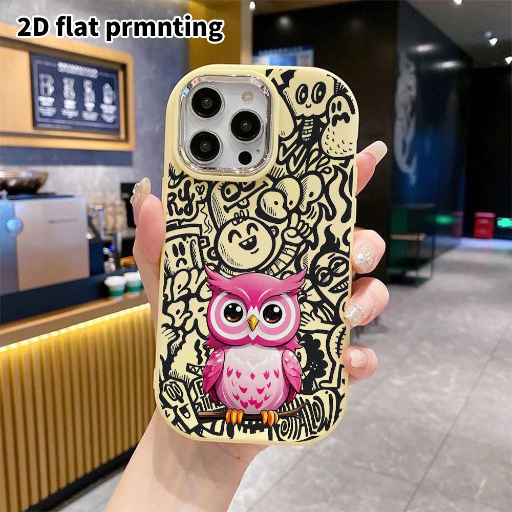 Phone Case: 2D Flat Design Suitable for iPhone 18 17 16 15 14 13 Pro Protective Case, Couple Style, Pink Owl, Christmas and Halloween Gift