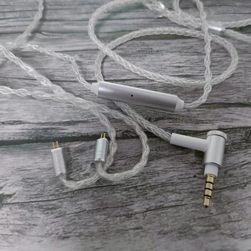 Universal 3.5mm Silver Plated Braided Earphone Cable Wire Double 0.78mm Pin Design for TF10 Stable Connection 1.1m