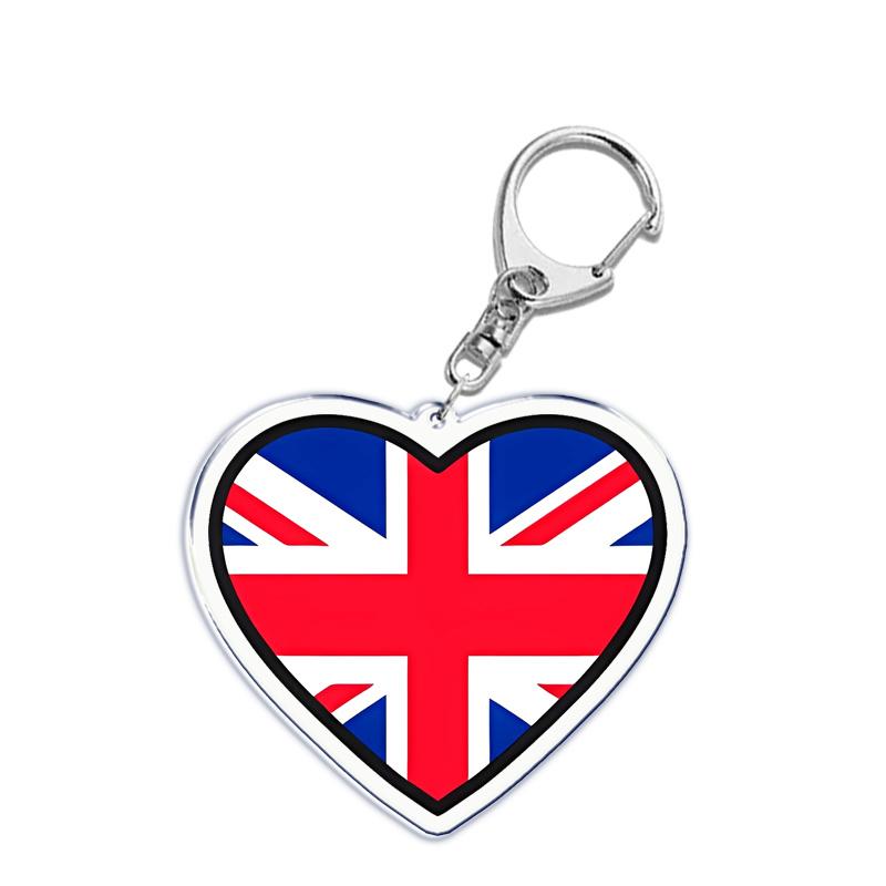 France Scotland Germany Country Love Heart Keychains Ring for Accessories Bag Pendant Key Chain Llaveros Ewelry Fans Gifts