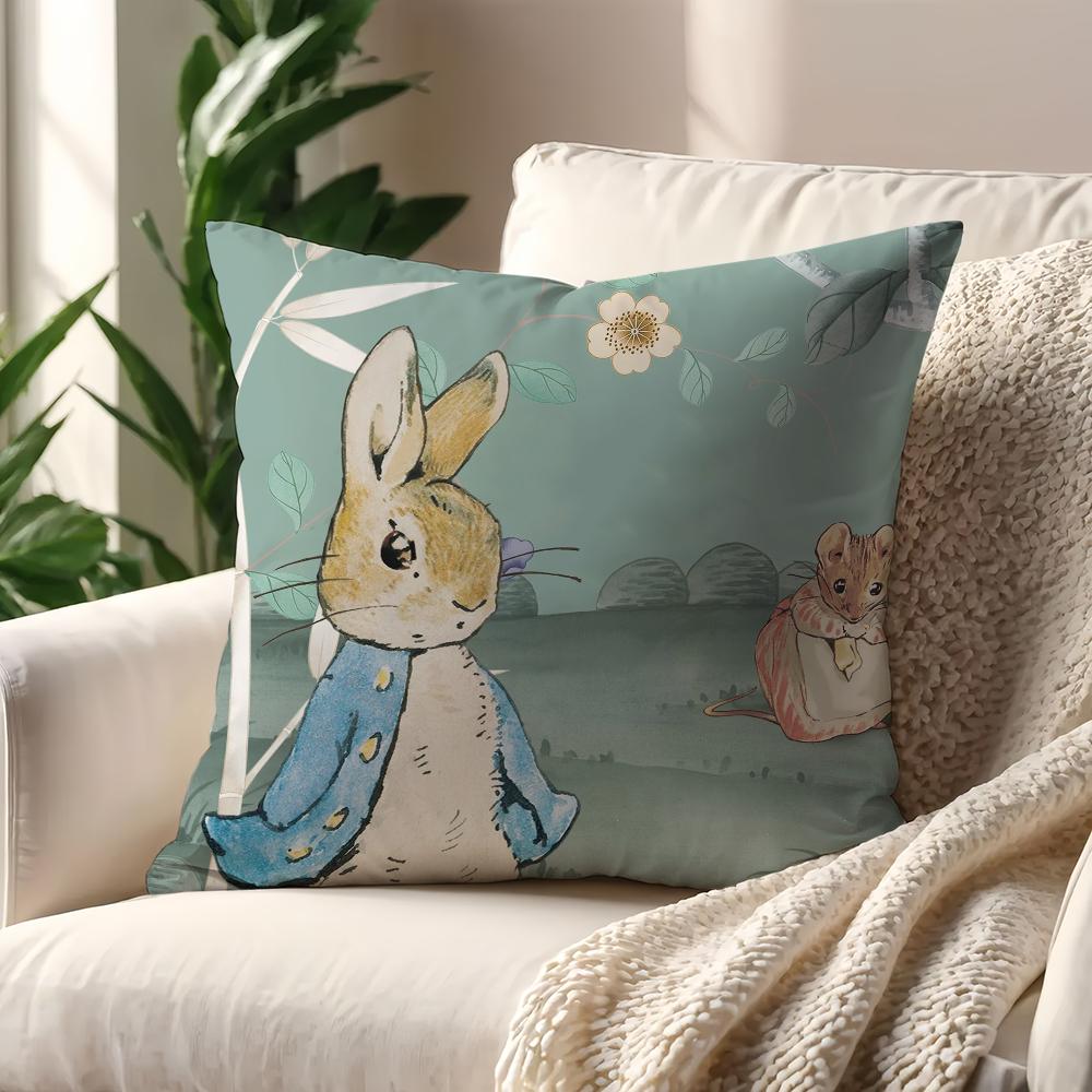 Cartoon P-Peter Rabbits Christmas cushion cover Pillow Case Pillowcase Soft Skin Friendly & Comfortable with a Hidden Zipper