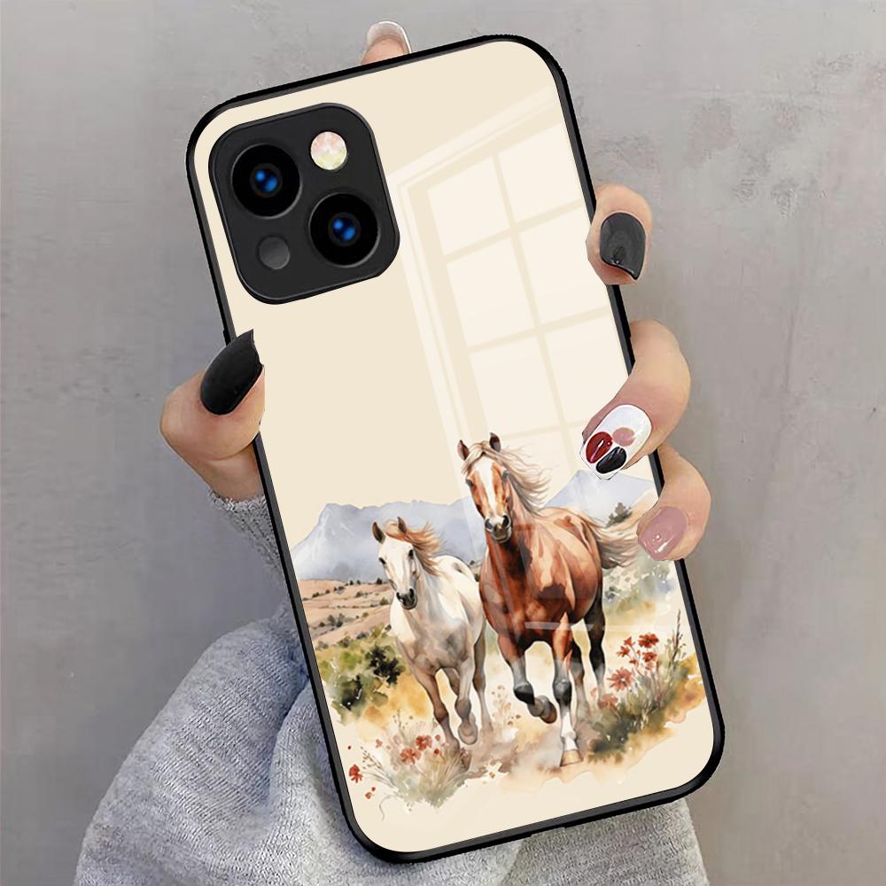 Cool Running Horse Phone Case For IPhone 17 Pro Max 16 15 14 Pro Max 13 11 X Xs Xr 8 7Plus Glass Cover