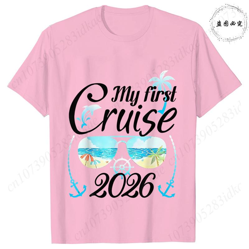 My First Cruise 2026 Tshirts for Women Sunglasses Beach Graphic  Short Sleeve Fashion Cruise Vacation Daily Wear Trendy Tees