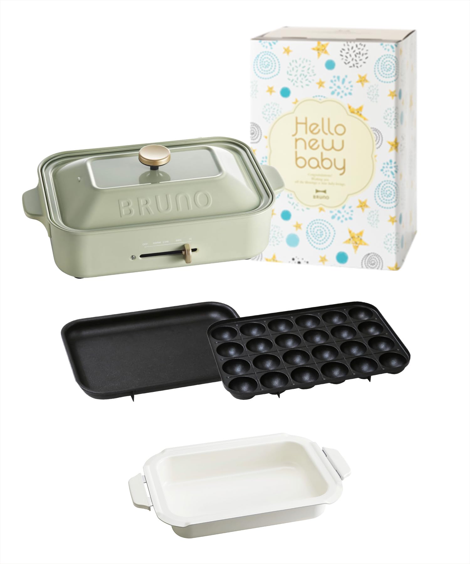 

BRUNO Compact Hot Plate Main Unit 3 types of plates Ceramic Coated Pot Baby Gift Sleeve Recipe Book Included Mint Gray Green Stylish Cute This 1 unit