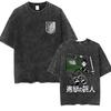 Attack on Titan Retro Gewassen Oversized Y2k T-shirt Dames Heren Mikasa Ackerman Eren Jaeger Wings of Freedom Katoenen Kleding