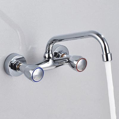 Kitchen Sink Faucet Wall Mounted Bathroom and Cold Water Tap Double Hole Tap Sink Water Faucet Household Kitchen Accessories