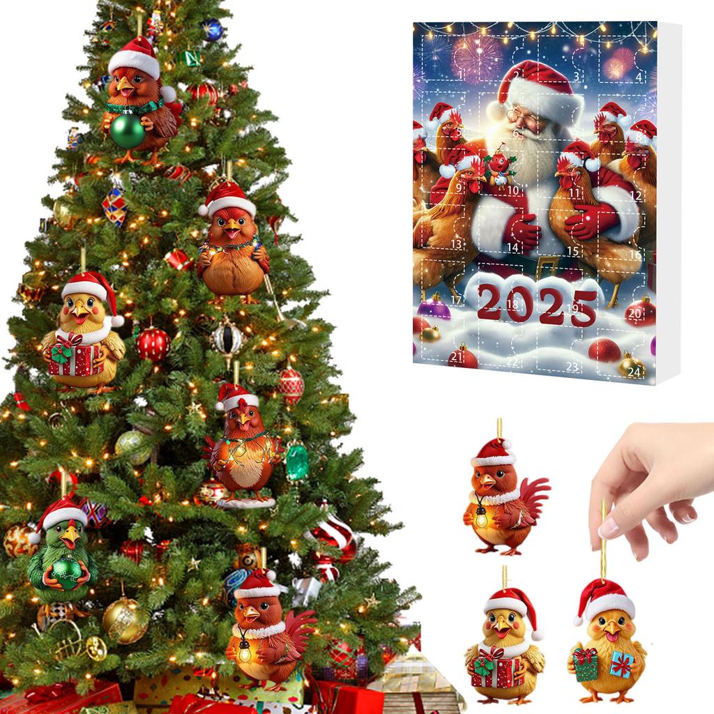 Christmas Countdown Calendar Chicken with Santa Hats Christmas Advent Calendar Chicken Countdown Calendar for Kids Xmas Gifts