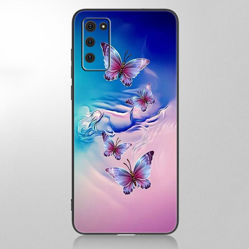 Husă frumoasă pentru telefon Fluture pentru Samsung Galaxy A12 A02S A22 A32 A52 A72 A71 A51 A41 A31 A21 A11 A50 A70 A10S A20S Husă neagră