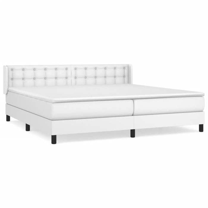 3130800 vidaXL Bed Base with Mattress White 200x200cm Faux Leather