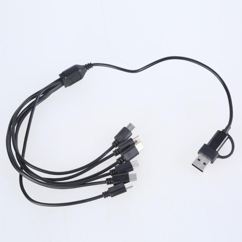 Multi Charging Cable 6Port USB Charging Cord with Type C and USB Connectors for Electronics 150cm/50cm Length