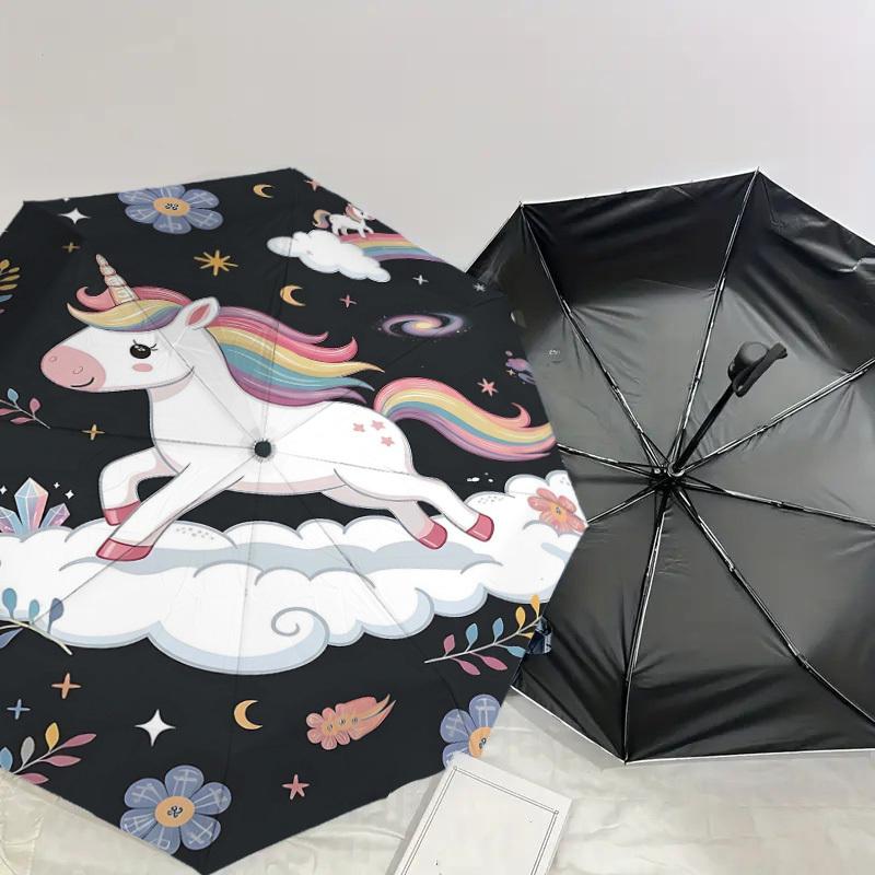 1PC Unicorn Clouds Umbrella-8-Rib Reinforced Portable Folding Travel Suitable for All Seasons Outdoor Daily Use  -J0366