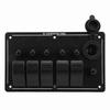 5 Gang Toggole Switch Panel 12‑24V On Off Aluminum Red LED Indicator for Car Truck RV Yacht UTV