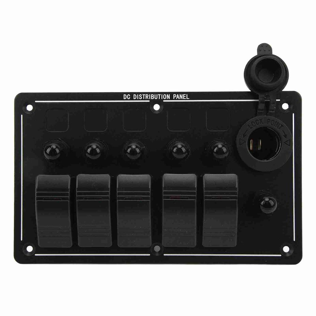5 Gang Toggole Switch Panel 12‑24V On Off Aluminum Red LED Indicator for Car Truck RV Yacht UTV
