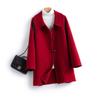 Women's Mid-Length Wool Lapel Coat - 100% Wool, Double-Faced, Loose-Fit, Autumn/Winter