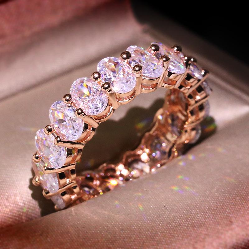 

Luxury Female White Crystal Stone Ring Rose Gold Wedding 925 Ring Female Cute Oval Zircon Engagement Jewelry 10