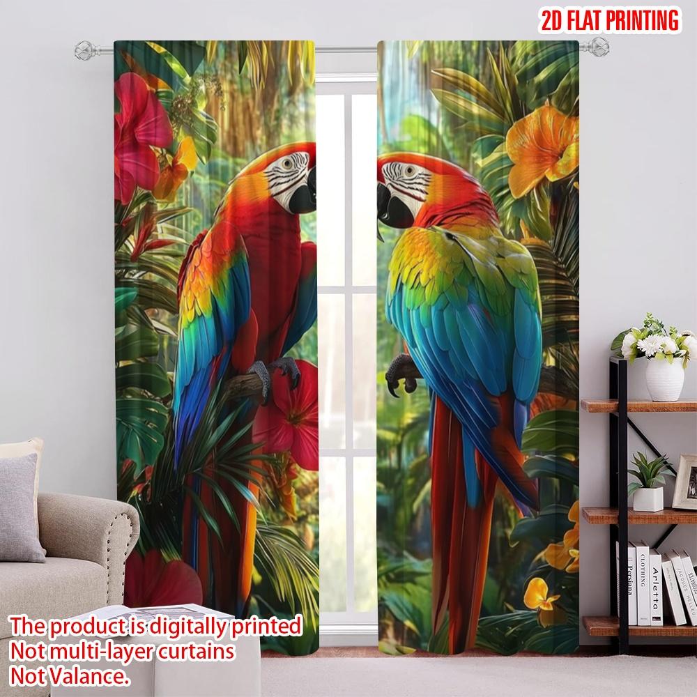 

2pcs,2D plane printing Popular Curtain Panels Tropical Macaws Polyester Woven (without rod) Decorations Outdoor for Living Room, 52.50 × 116.00 cm 2 pcs