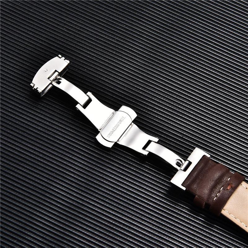 Leather Watchbands for Apple Watch 10 9 8 7 6 5 4 3 SE Ultra Butterfly Clasp Replace Wrist Strap 46mm 41mm 42mm 44mm 45mm Band for Iwatch