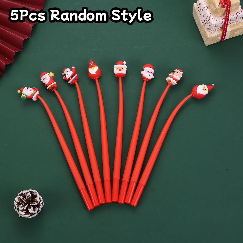 

5Pcs Christmas Series Shake Pen 0.5Mm Neutral Pen Creative Cute Gel Pen Student Prizes Stationery School Office Supplies Gift