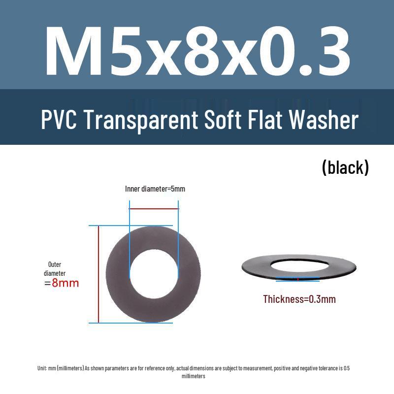 Yigu Black PVC Insulating Waterproof Flat Washer (M2-M10, M4-M5)