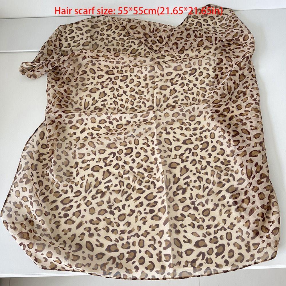 Fashion Y2K Leopard Print Hair Scarf Spicy Girl Turban Star Hair Band Bandanna Hip Hop Punk Bandana Streetwear